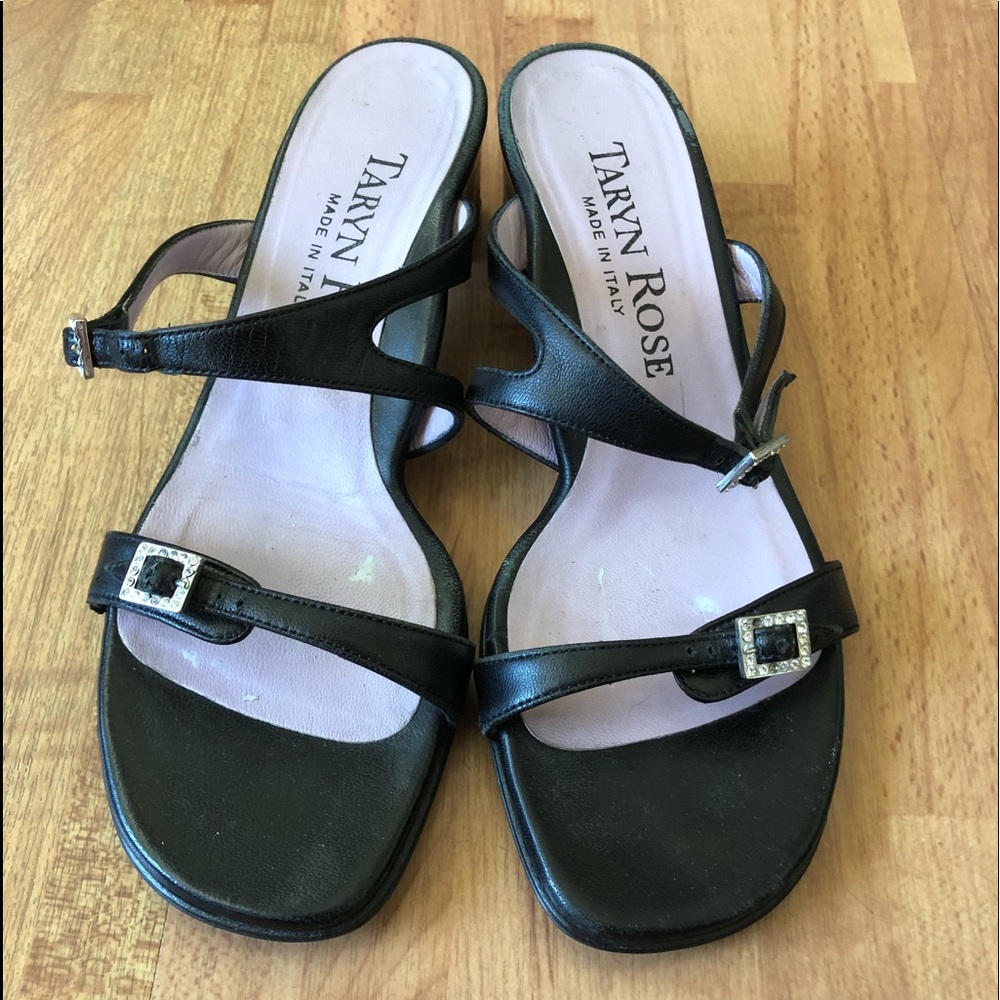 Taryn Rose Slip On Sandals Black Size 6